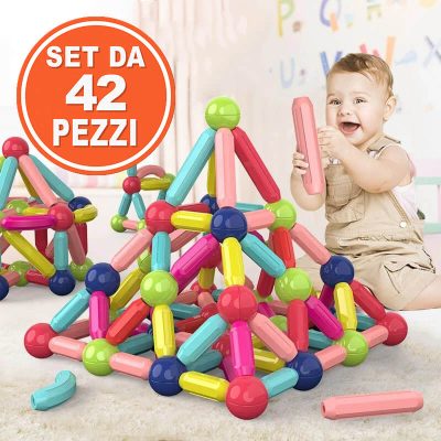 Set di costruzioni magnetiche per bambini (42 pezzi) | SUPERBLOCK